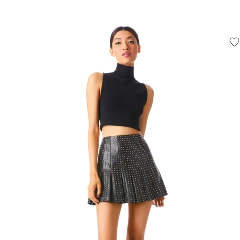 Alice + Olivia 
Carter Vegan Leather Studded Mini Skirt